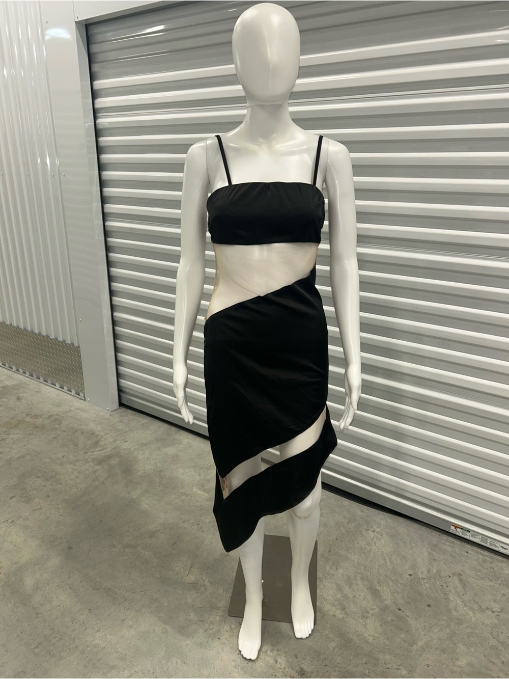 Forever 21 Black Asymmetrical Cutout Midi Dress